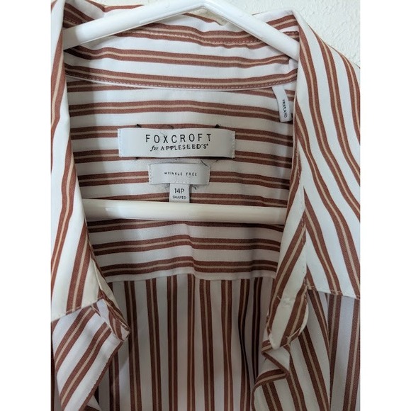 Foxcroft Striped Wrinkle Free No Iron Shaped Fit Button Front Shirt Size 14 - Picture 2 of 4